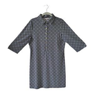 Jude Connally, Susanna Navy Print Shirt Dress, XL, 3/4 Sleeve